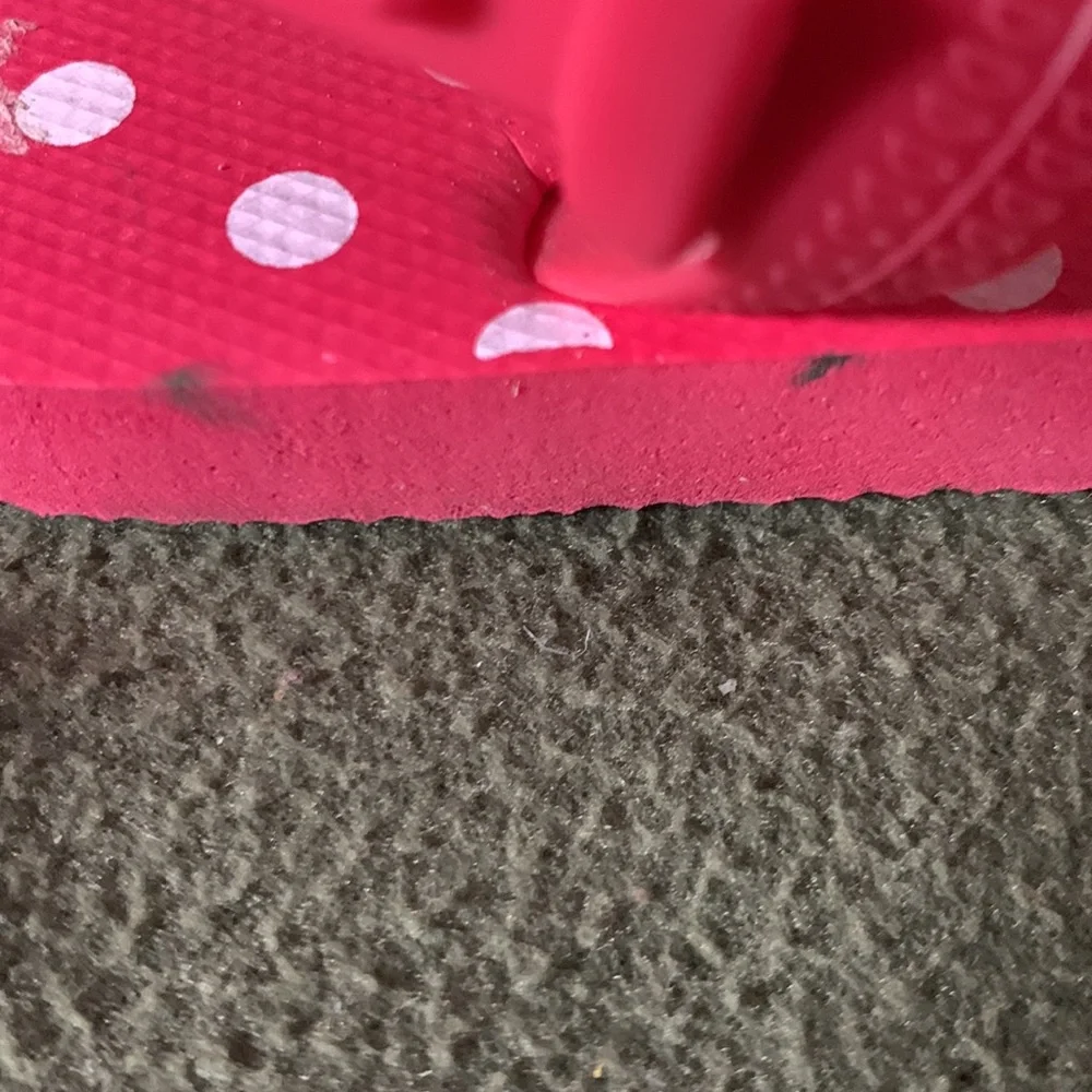 Toddler girl’s pink polka dot sandals.  Adjustable strap.  Size M (7-8). - Picture 5 of 6